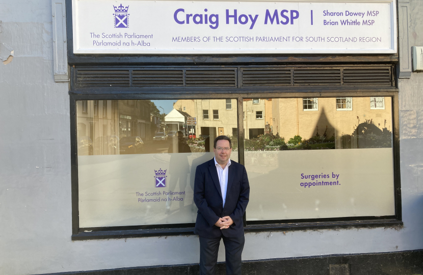 Craig Hoy outside his new office in Haddington