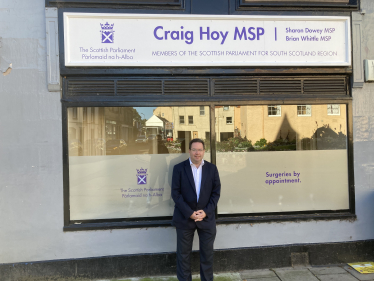 Craig Hoy outside his new office in Haddington
